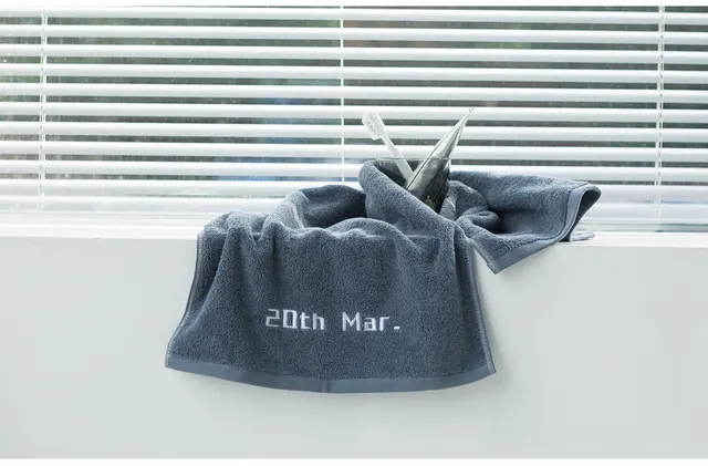 Customized Towels With Birthday Embroidery Blue Date Customization - Shop at LoveMi
