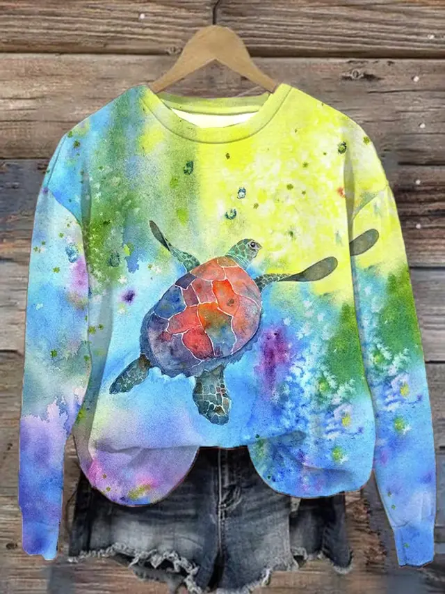 Women's Autumn And Winter Trends Digital Printed Round Neck Drop shoulder Long sleeve Sweater Yxl230905007 - Shop at LoveMi