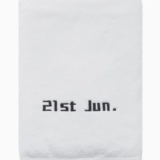 Customized Date Bath Towel, Birthday Embroidery - White