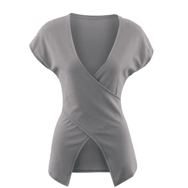 Deep V-neck Low Cut Slim-fit Casual Coat - Light Gray