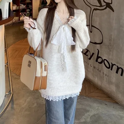 Women's Fashionable Knitted Loose Clothes Top Beige - Shop at LoveMi