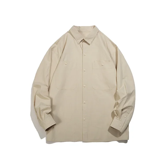 Women's Cotton Loose Solid Color Casual Shirt Beige - Shop at LoveMi