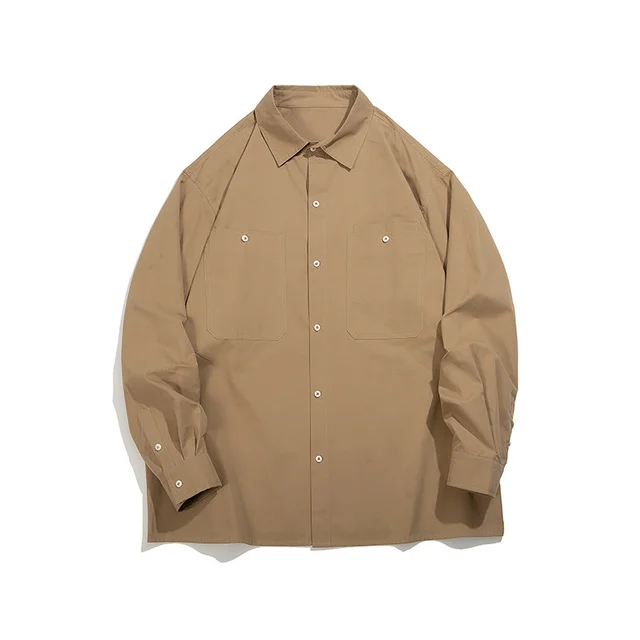 Women's Cotton Loose Solid Color Casual Shirt Khaki - Shop at LoveMi