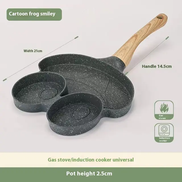 Non stick Four hole Mini Omelette Pan Frog Smiley Pot - Shop at LoveMi