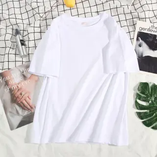 Women's Loose Solid Color Cotton Round Neck - White