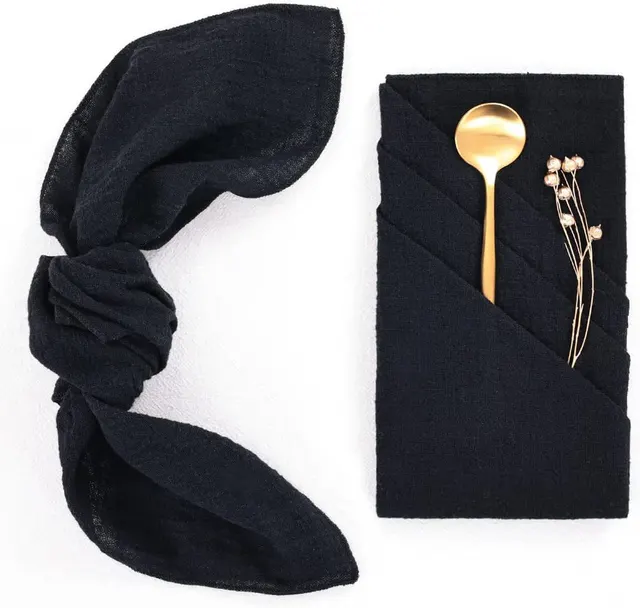 Napkin Batiste Cloth Wedding Party Western style Placemat Table Decoration Black Lock Edge - Shop at LoveMi