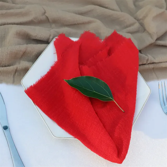 Napkin Batiste Cloth Wedding Party Western style Placemat Table Decoration Bright Red Lock Edge - Shop at LoveMi