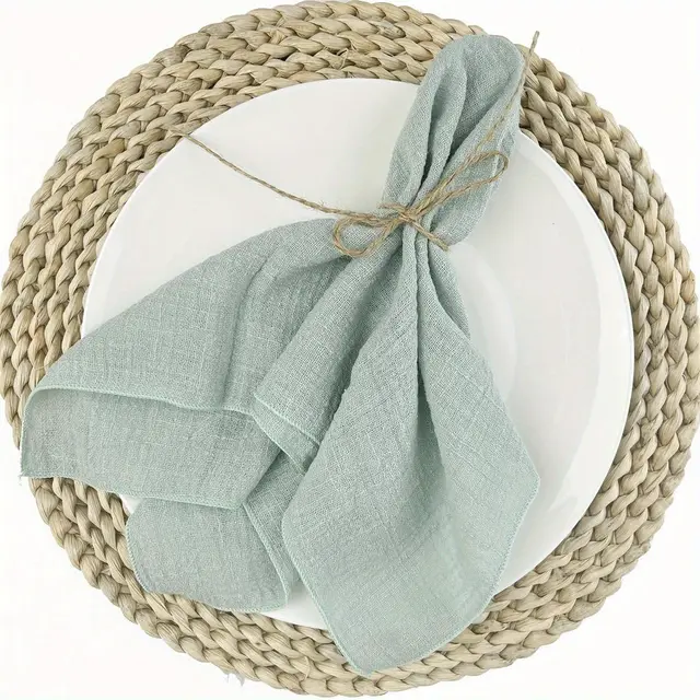Napkin Batiste Cloth Wedding Party Western style Placemat Table Decoration Gray Green Lock Edge - Shop at LoveMi