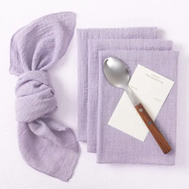 Napkin Batiste Cloth Wedding Party Western style Placemat Table Decoration Light Purple Lock Edge - Shop at LoveMi