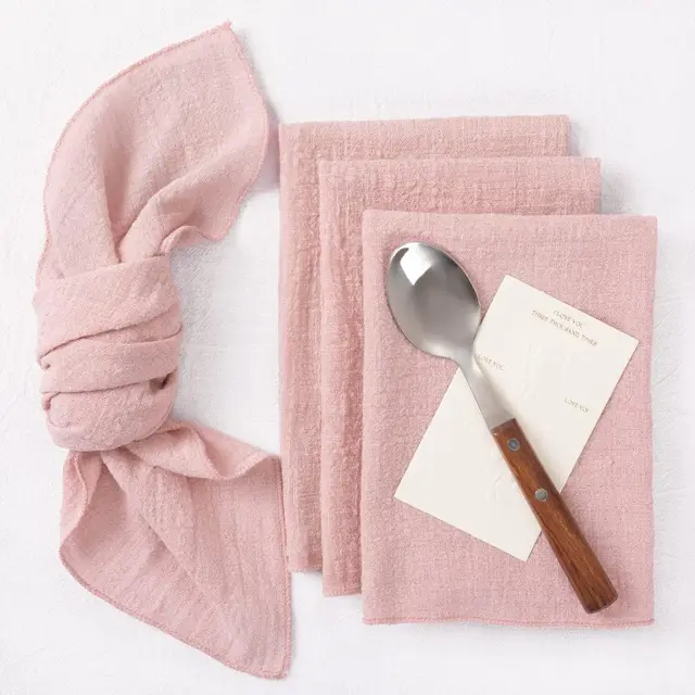 Napkin Batiste Cloth Wedding Party Western style Placemat Table Decoration Peach Pink Lock Edge - Shop at LoveMi