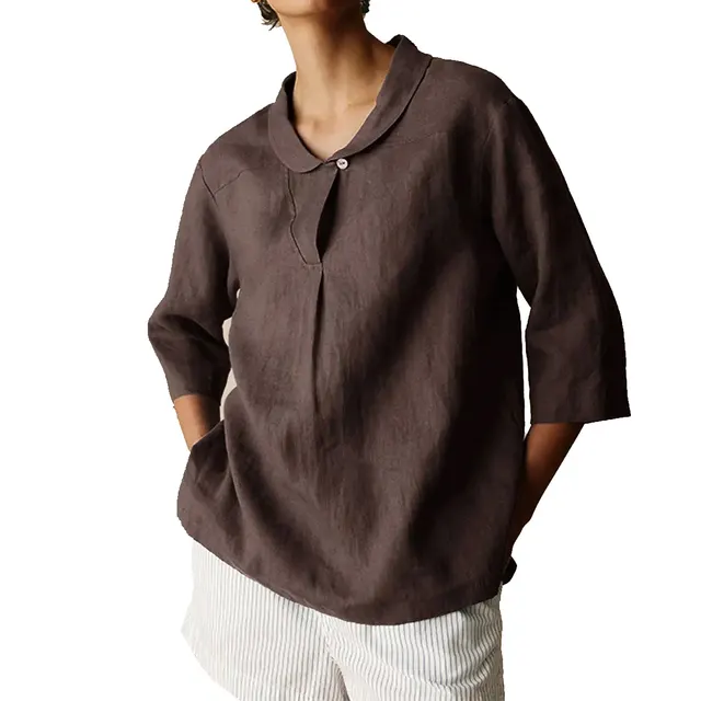 Women's Fashion Loose Cool Lapel Shirt Brown - Shop at LoveMi