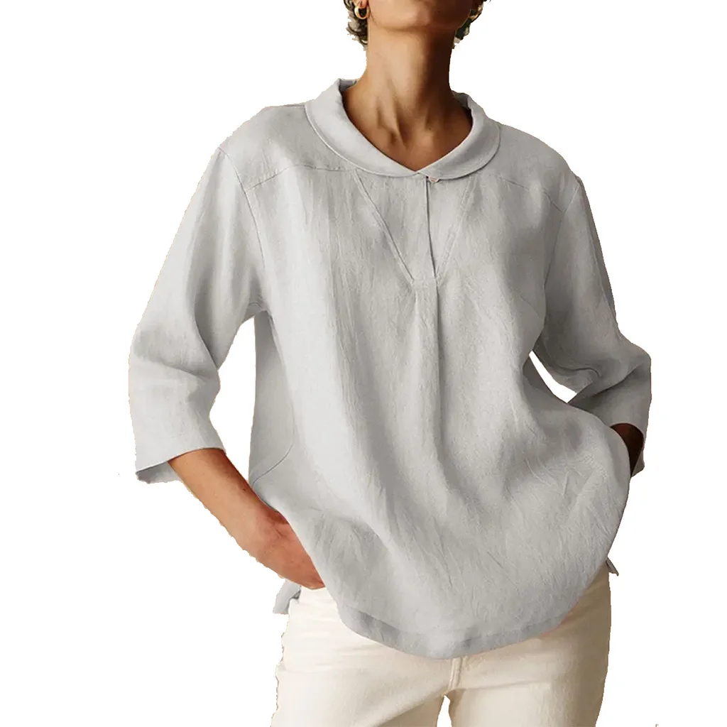 Women's Fashion Loose Cool Lapel Shirt - Gray