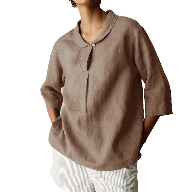 Women's Fashion Loose Cool Lapel Shirt Khaki - Shop at LoveMi