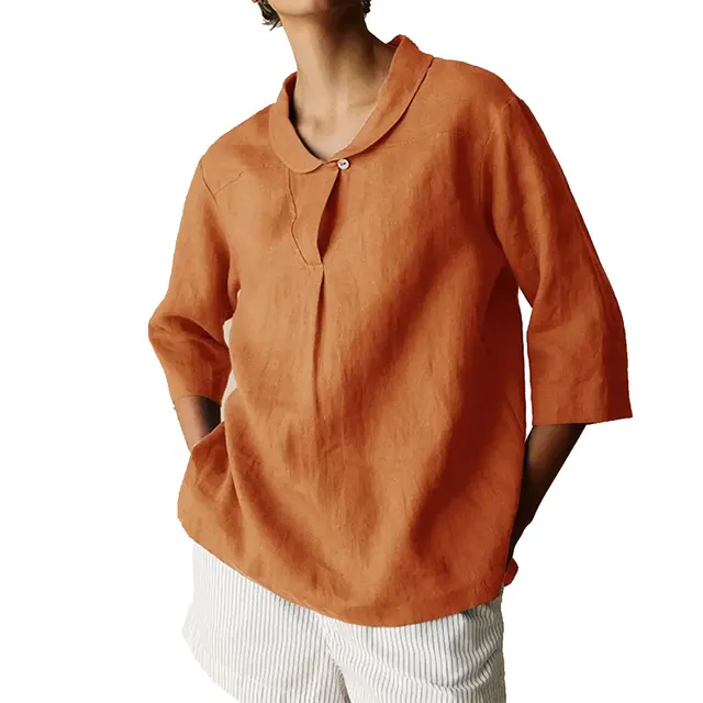 Women's Fashion Loose Cool Lapel Shirt Orange - Shop at LoveMi