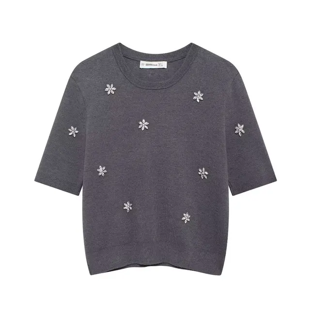 Women's Round Neck Short sleeved Knitted Top Skirt Top - Shop at LoveMi