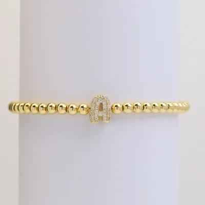 Brass Micro inlaid Bubble Balloon Diy26 English Letters Beaded Bracelet - Shop at LoveMi