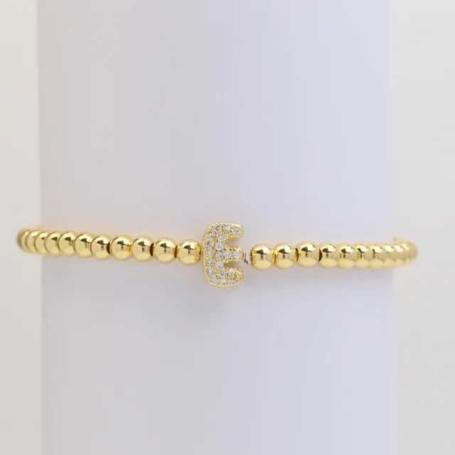Brass Micro inlaid Bubble Balloon Diy26 English Letters Beaded Bracelet E - Shop at LoveMi