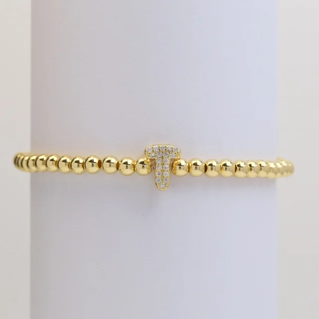 Brass Micro inlaid Bubble Balloon Diy26 English Letters Beaded Bracelet T - Shop at LoveMi