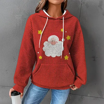 Waffle Sweater Hooded Sweaters Women's Clothing Zzy24110612 - Shop at LoveMi