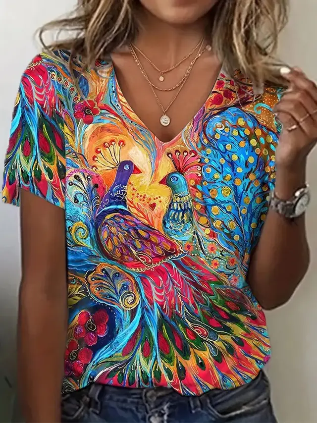 Women's New Summer Thin Hollow V neck T shirt G66Z884 Style - Shop at LoveMi