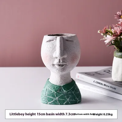 Happy Home Art Portrait Sculpture Flower Pot Balcony Garden Decoration Dried Flower And Flowerpot Ornaments Art Home Flower Boy - Shop at LoveMi