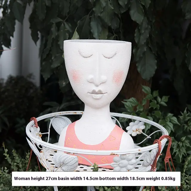 Happy Home Art Portrait Sculpture Flower Pot Balcony Garden Decoration Dried Flower And Flowerpot Ornaments Happy Home Flower Wpman - Shop at LoveMi