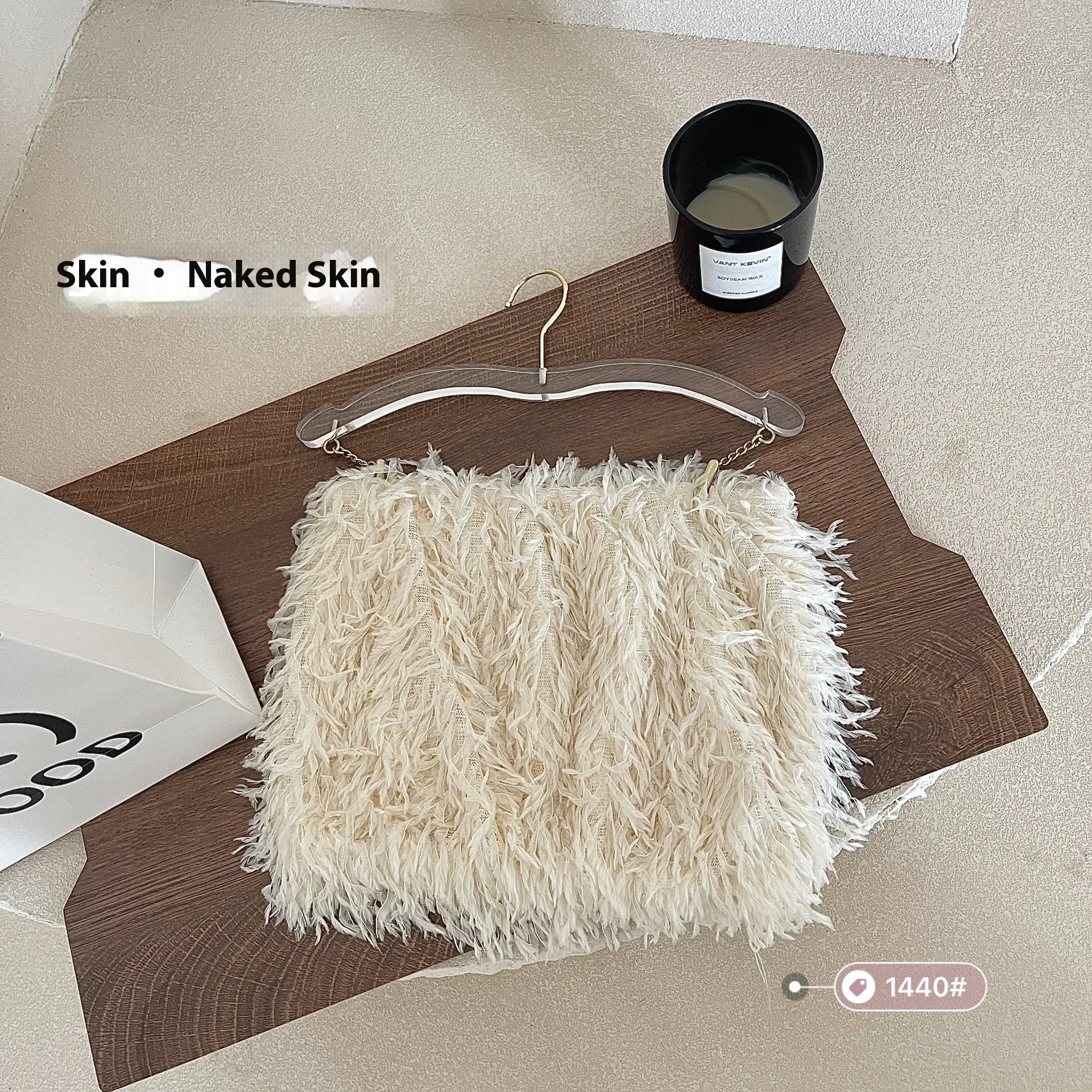 New Feather Tassel Tube Top Vest Internet Famous Sexy Word - Flesh Colored