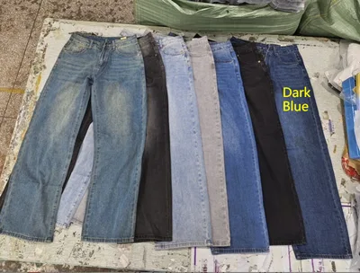 Women's American style Retro Low Waist Straight Jeans Dark Blue - Shop at LoveMi