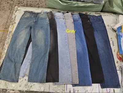 Women's American style Retro Low Waist Straight Jeans Gray - Shop at LoveMi