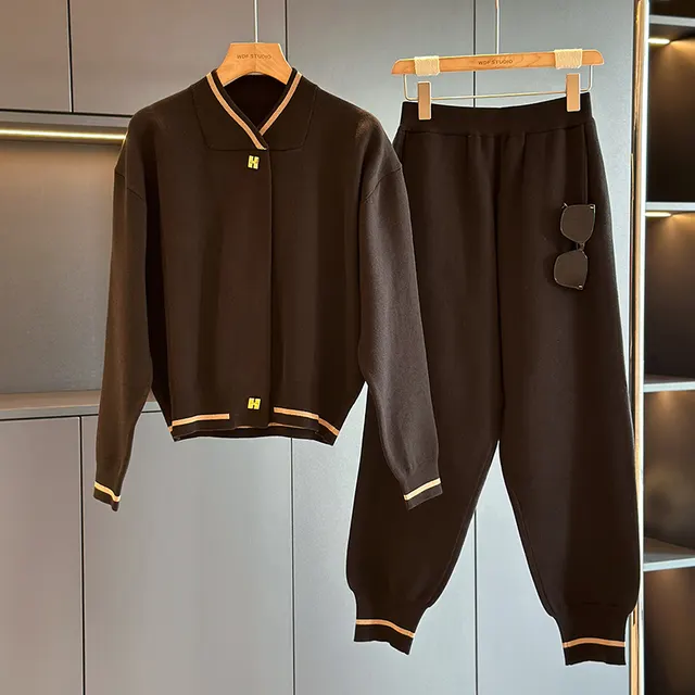 Autumn Winter New Pullover Fashionable Stylish Casual Knitting Suit Women Black - Shop at LoveMi