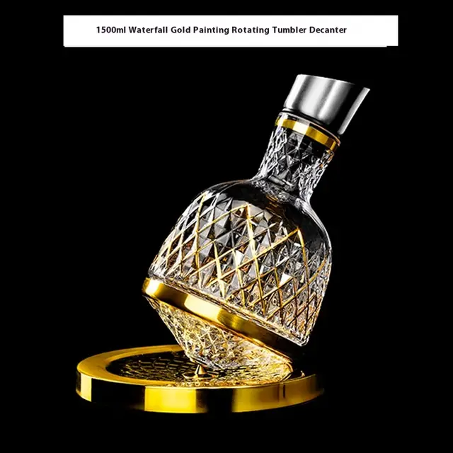 High grade 1800ml Waterfall Rotating Seal Dustproof Speedy Wine Decanter Waterfall Gold Whirl - Shop at LoveMi