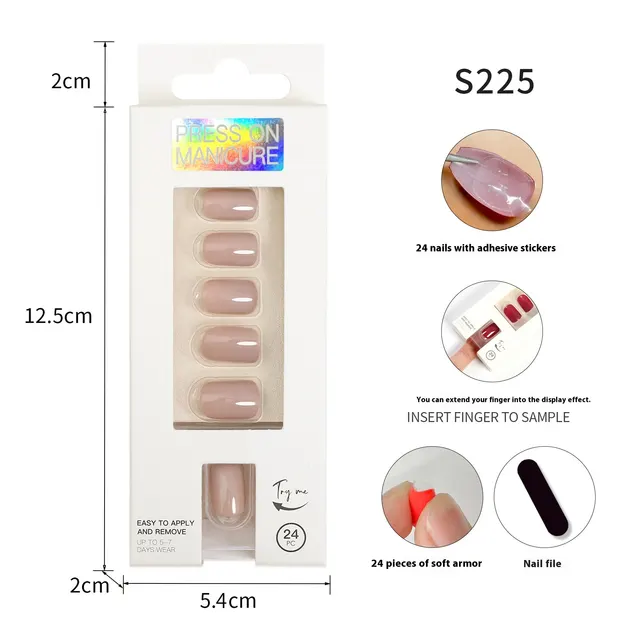 Short Square Head Solid Color Nail Stickers Finished Product A077S225 - Shop at LoveMi