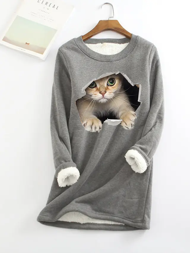 Autumn And Winter New Fleece lined Thermal Bottoming Shirt Big Sale Printing Dark Gray - Shop at LoveMi