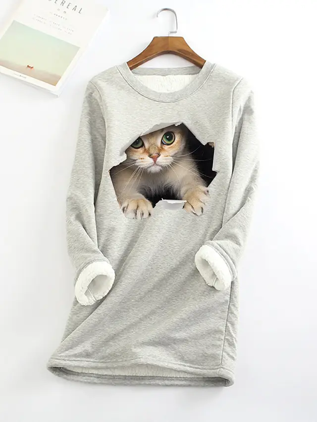 Autumn And Winter New Fleece lined Thermal Bottoming Shirt Big Sale Printing Light Gray - Shop at LoveMi