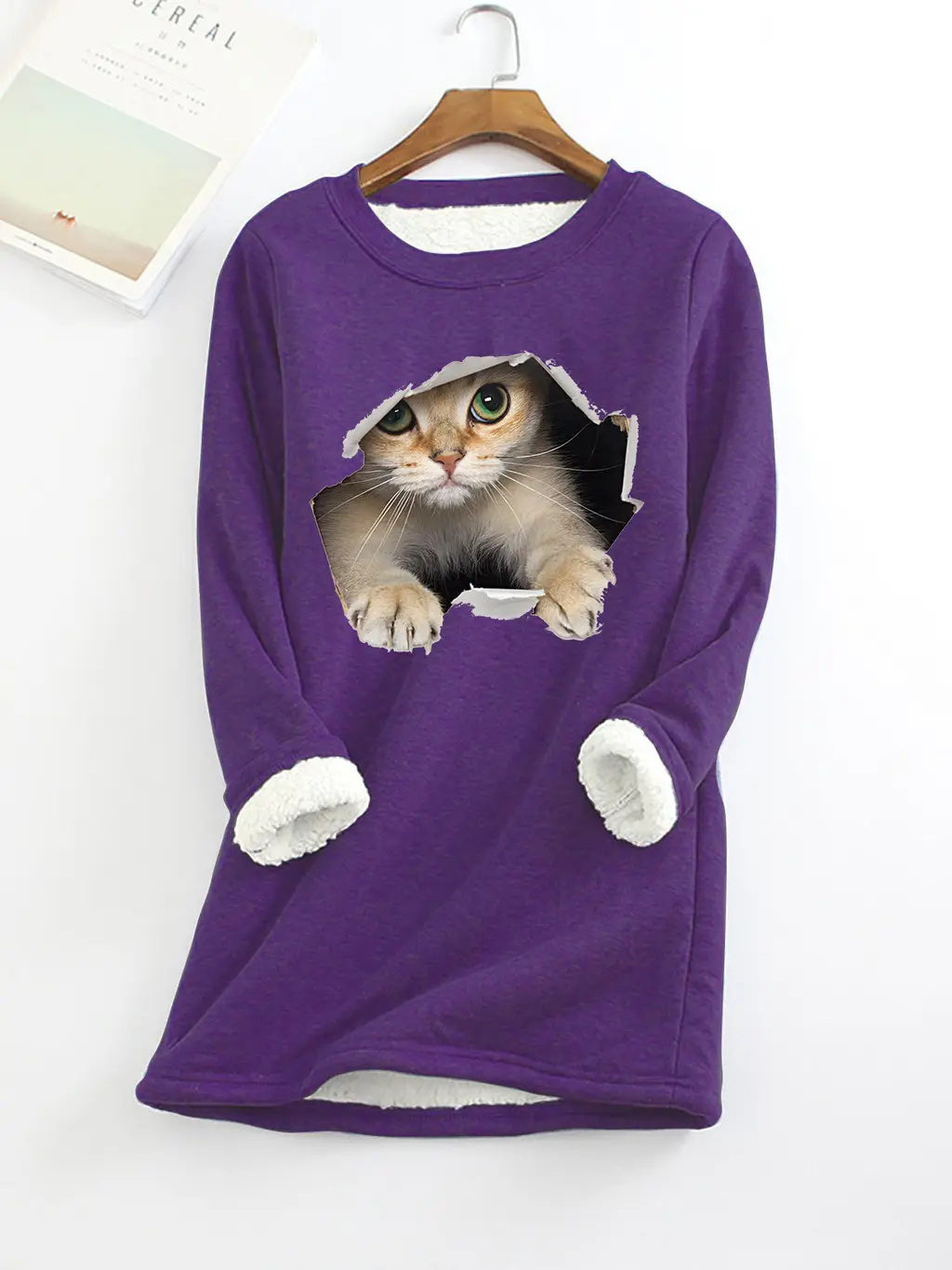 Autumn And Winter New Fleece-lined Thermal Bottoming Shirt Big Sale Printing - Purple