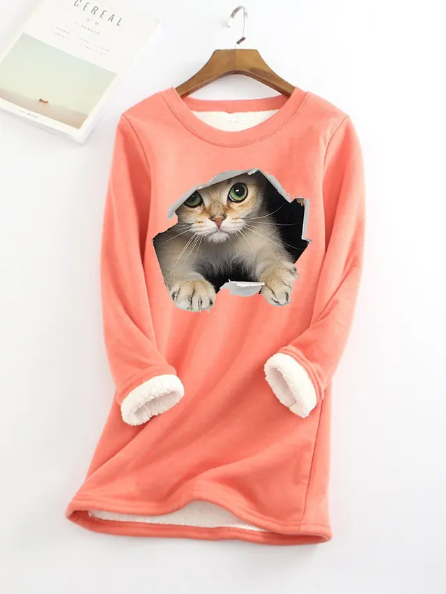 Autumn And Winter New Fleece lined Thermal Bottoming Shirt Big Sale Printing Watermelon Red - Shop at LoveMi
