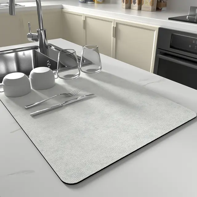 Kitchen Countertop Water Draining Pad Absorbent Dry Square Non slip Wash free Heat Insulation Dusk - Shop at LoveMi