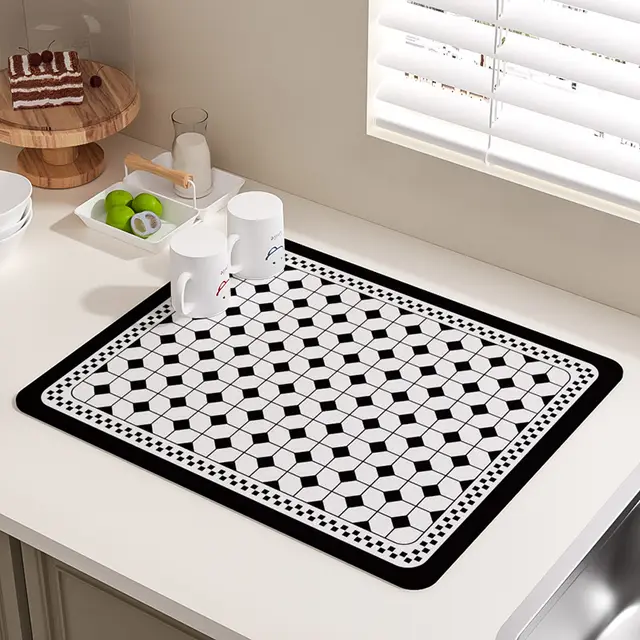 Kitchen Countertop Water Draining Pad Absorbent Dry Square Non slip Wash free Heat Insulation Focus - Shop at LoveMi
