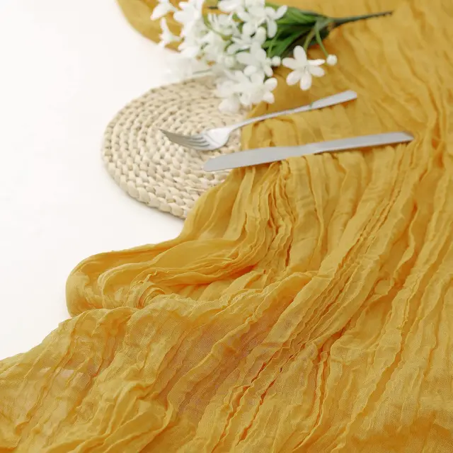 Voile Champray Table Runner European Twist Tablecloth Wedding Party Decoration Ginger Yellow - Shop at LoveMi