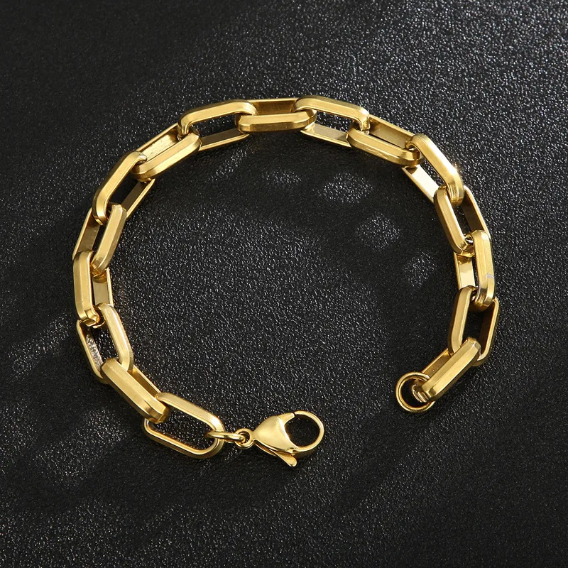 Men's Titanium Steel Bracelet Ins Niche Design Hip hop Geometric Bracelet Gold - Shop at LoveMi