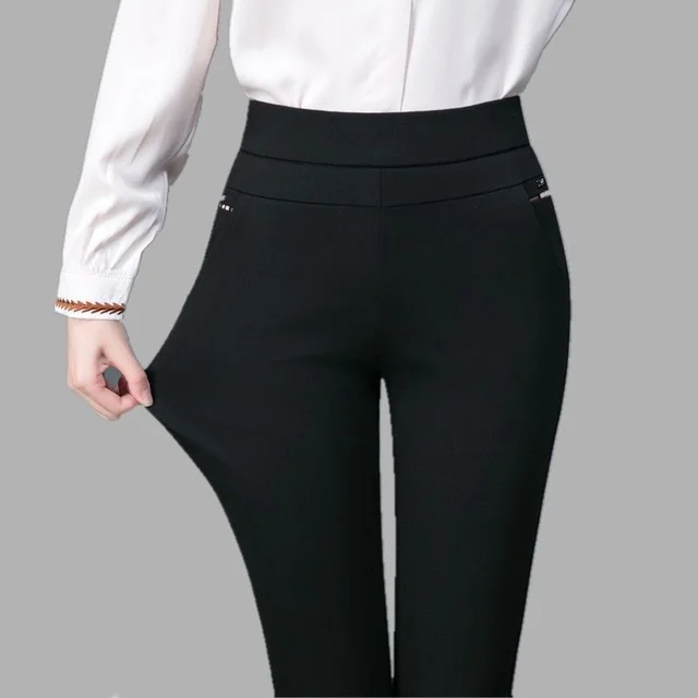High Waist Leggings For Middle aged Women 802 Black Thin - Shop at LoveMi
