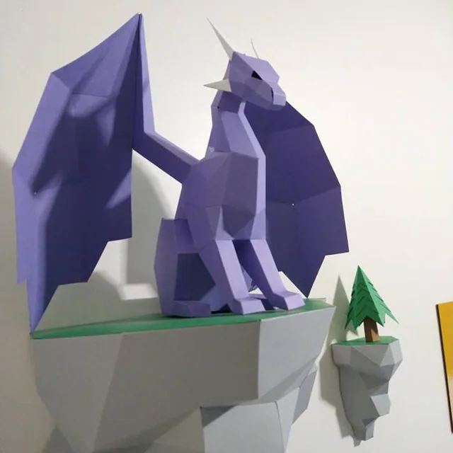 Dragon Paper Model Sitting On The Island Home Wall Hanging Wall Decorations Color 2 - Shop at LoveMi