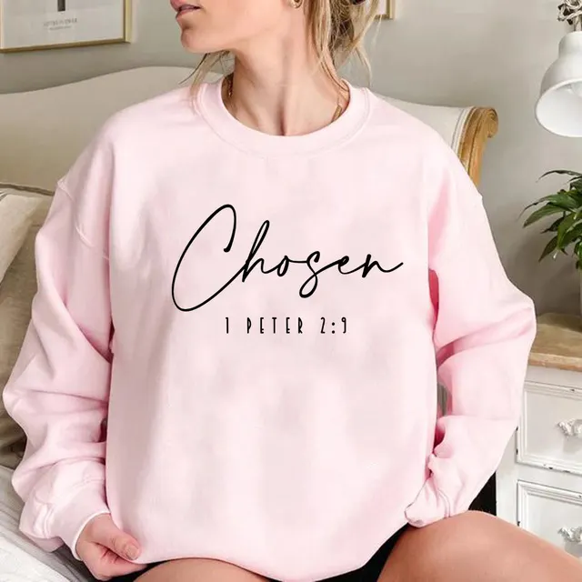 Women's Letter Floral Print Long Sleeve Pullover Pink - Shop at LoveMi