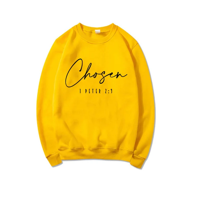 Women's Letter Floral Print Long Sleeve Pullover Yellow - Shop at LoveMi