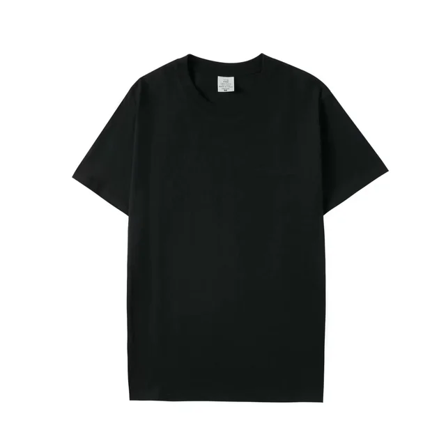 Heavy Cotton Loose Round Neck T shirt Solid Color Black - Shop at LoveMi