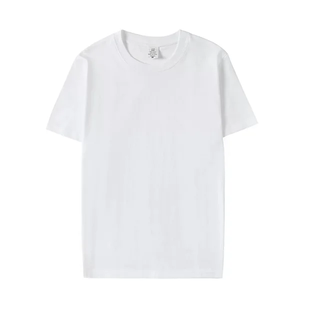 Heavy Cotton Loose Round Neck T shirt Solid Color White - Shop at LoveMi