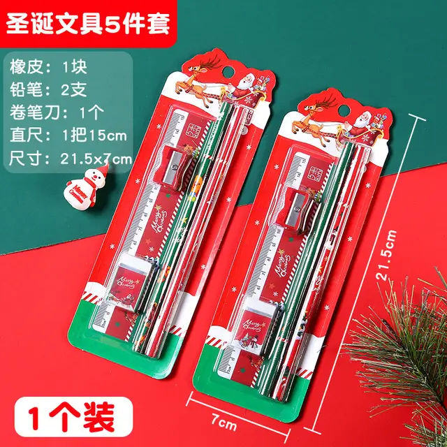 Christmas Small Gift Learning Stationery Suit Creative Practical Stationery Christmas Suction Card Suit - Shop at LoveMi