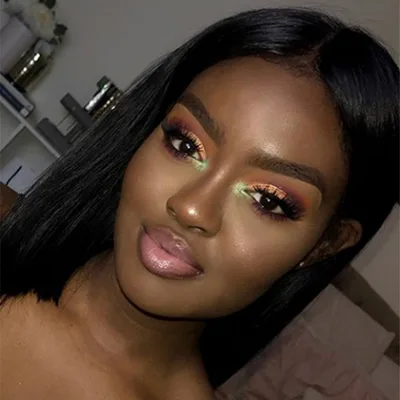 Wig Women's Black Simulation Mid length Shoulder length Short Hair Light Brown - Shop at LoveMi
