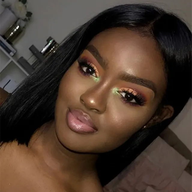 Wig Women's Black Simulation Mid-length Shoulder-length Short Hair - Light Brown