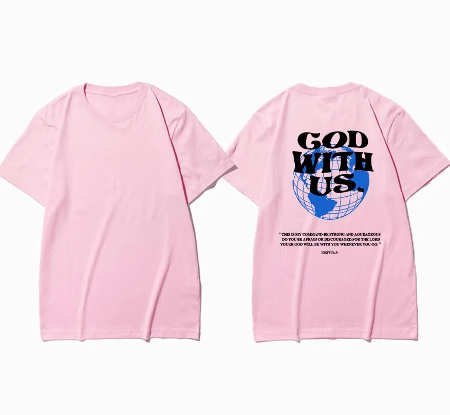Letter Print Short-sleeve Casual Retro T-shirt Women - B22Ins85397 Pink